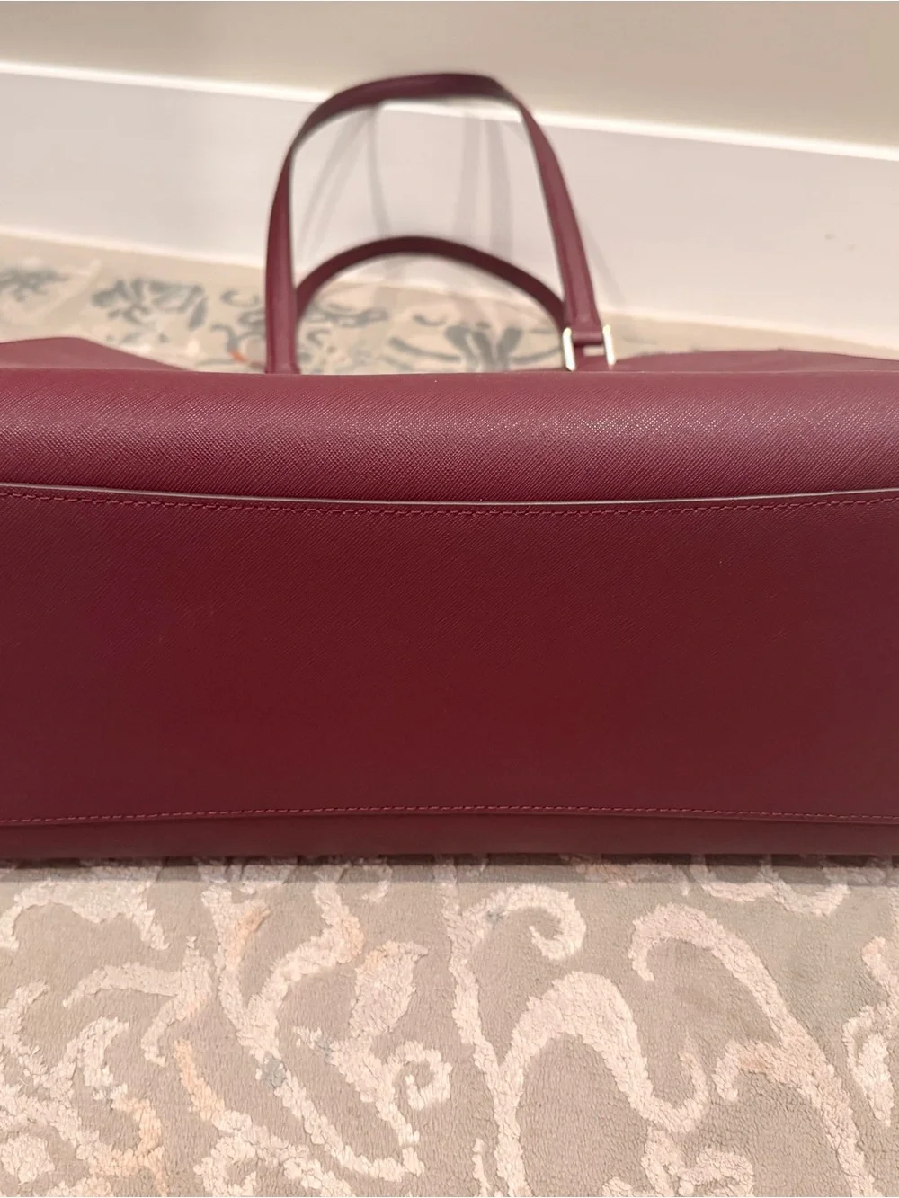 Tory Burch Wine Saffiano Leather Tote with Gold Logo